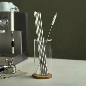 에스테반호프 일자형 스텐 대형빨대4p+세척솔1p세트 텀블러청소 빨대관리