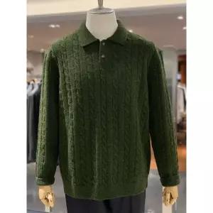 [킨록바이킨록앤더슨](광주신세계)킨록 24년 FW 프리미엄 부클소재 꽈배기 케이블 카키 카라 니트 JIW31