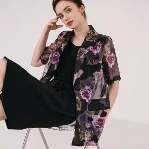 [막스까르띠지오]다크로즈 시스루 패턴 반팔 자켓