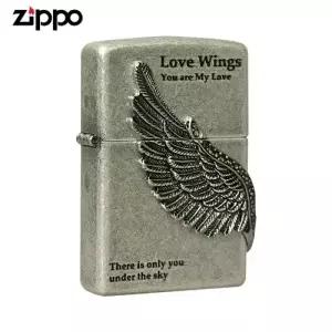 ZIPPO 라이터 엠블렘 LOVE WINGS SA 실버 오일+심지+부싯돌 3종세트 포함