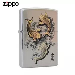 ZIPPO 라이터 프린팅 GOLD FISH NI 오일+심지+부싯돌 3종세트 포함