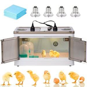 병아리용 JLUHYAN Brooder Box, 온도 조절기 가금류 히터 사육 상자, 15마리 병아리용 사료 및 물 공급 상자, 메추리 오리 앵무새 및 햄스터용 메추리