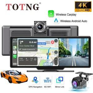 TOTNG 10 26인치 대화면 무선 내비게이션 블랙박스 4K 차량용 비디오 플레이어 카플레이 안드로이드 오토 GPS 카메라 대시보드