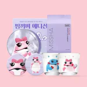 [미샤] 핑꺼비 쿠션 세트 4종 택1 (케이스+ 리필 1p+퍼프 2p+소주잔 2p)