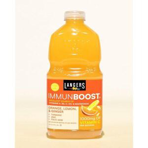 랑게르 64 fl oz 부스트 주스 비타민 마그네슘 아연이 첨가된 오렌지 레몬 강황 생강 주스. 1회 제공량당 C 1 000mg Fl 1팩