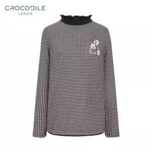[20%쿠폰+카카오페이7%][크로커다일 레이디] 플라워 포인트프린트 체크 티셔츠_CLCWTS111
