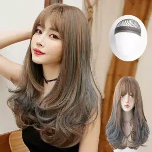 LaBella 가발 여성 통가발 허니 스모키 블루 글로우 웨이브 53cm