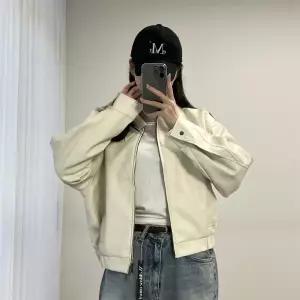 여자 가을 가죽점퍼 카라넥 뒷밴딩 투웨이 절개 자켓