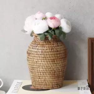 라탄 화병 빈티지 인테리어 항아리 우드 꽃병