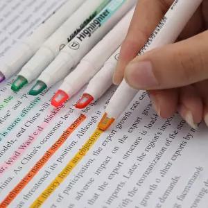 편한생활연구소 반듯하게 형광펜 세트 야광펜 투명 형광팬 안번지는 노란색 연한 얇은 현광팬