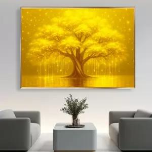 황금 돈나무 돈 들어오는 그림 집들이 개업 선물 인테리어 액자 황금빛 금전수