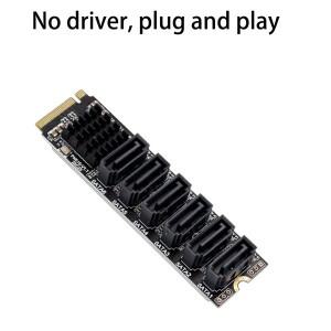 M.2 NVME M 키 PCIE 3.0 SATA 6Gbps 6 포트 확장 카드 NAS Synology 하드 드라이브 어댑터 라이저 ASM1166