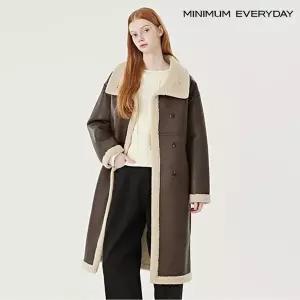 [미니멈][미니멈 에브리데이]양털 하이넥 레더 무스탕 롱 코트 (EB4JH013D)