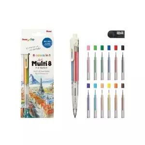 펜텔 아트 멀티 클리어 펜 8색 색연필 XPH804ST 8 샤프
