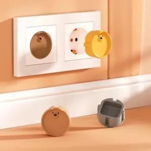 곰돌이 실리콘 콘센트 안전커버 가리개 캡 덮개 마개 뚜껑 아기 유아 멀티탭 감전방지 보호