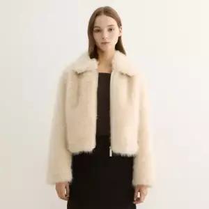 크롭 인조 퍼 카라 자켓