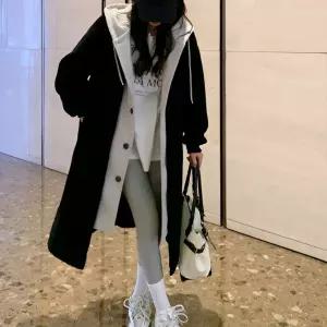 롱후리스 후드자켓 뽀글이 롱코트 겨울 레깅스 패션 긴외투