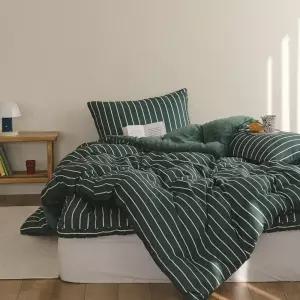 [드리울] 스트라이프 리버서블 극세사 겨울 차렵이불세트 SS/Q