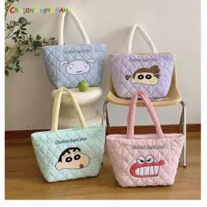 짱구 자수 패딩 핸드백 대용량 귀여운 학생 직장인 여성 토트백 크레용신짱