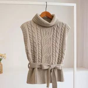 [잇수다] 케챠프 꽈배기 케이블 스트랩 폴라 니트 조끼