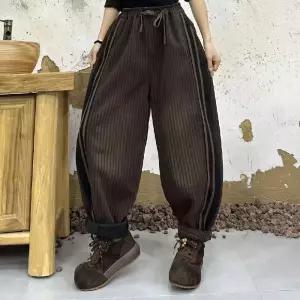 어밴저스 여자 키작녀 배기핏 청바지 기모 겨울 빈티지 밴딩 스트라이프 배기 바지 꾹4