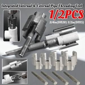 1/2PCS 수도관 나사 개폐기 내부 외부 일체형 탭 및 다이스 1/2인치 3/3인치 PPR 파이프 공구