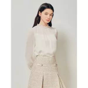 [JJ지고트](광주신세계)체크 셔링 프릴넥 블라우스 GR2M0BL901