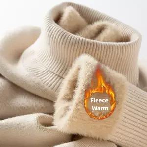 목티 폴라티 터틀넥 목폴라티 하이넥 남자 남성 열 플리스 하이 넥 스웨터 겨울 턴 다운 칼라 양털 안감 니