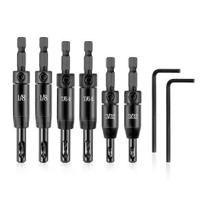 6개 CC2430 셀프 센터링 드릴 비트 세트 3 /32 7 /64 1 /8 - 보쉬 클리크용 VIX 1/4 헥스 섕크 힌지 6 8 10