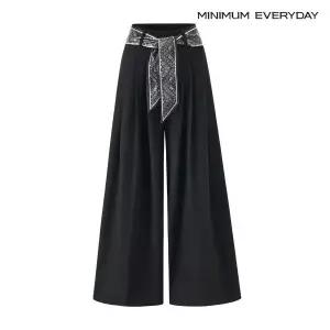 [롯데백화점]미니멈 [미니멈 에브리데이]스카프 벨트 세트 와이드 핀턱 슬랙스 팬츠 (EB4TA011D)