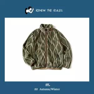 가죽점퍼 가죽자켓 자켓 재킷 가죽 Kapital 23AW 일본식 탠저린 웨이브 스트라이프 플리스 지퍼 아우터웨어