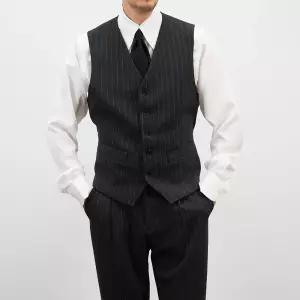 [쿼터]남자 카터 겨울 정장 수트 조끼 스트라이프 울 베스트