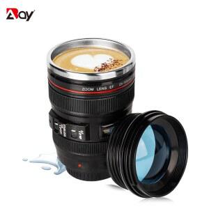 물병 카메라 렌즈 커피컵 여행용 머그컵 보온컵 스테인리스 스틸 텀블러컵 뚜껑 포함 누수 방지 진공 플라스크 음료 용기