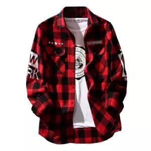 바이크 남방 라이딩 블루 셔츠 재킷 레드 긴팔 남성