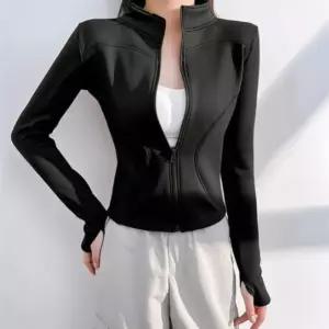 여성 슬림핏 반폴라 기모 트레이닝 집업 핑거홀