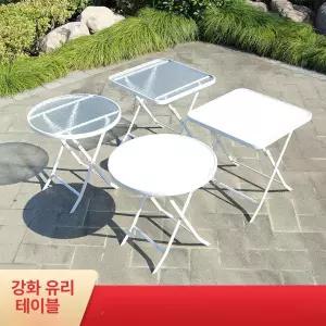 강화유리 발코니 테이블 커피 라탄 탁자 북유럽