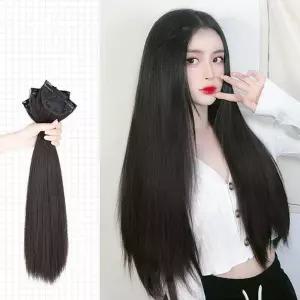 여자 생머리 간편 착용 원터리 긴머리 연출 부분 가발 3피스