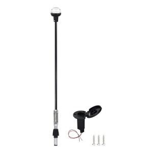 베스라믹 보트 스턴 라이트 앵커 LED 해양 내비게이션 스프링 플렉시블 폴 올라운드 화이트 USCG 2NM 탈착식 2핀 플러그 12볼트 36인치 나사산 베이스 유리 섬유 포함