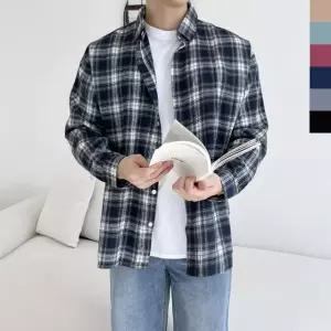 체크셔츠 스트라이프 와이셔츠 드레스 빅사이즈 무지 (WFJ4XN6)