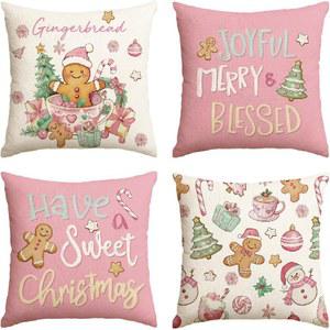 크리스마스 진저브레드 & 축제 장식 쿠션: 즐거운 메리 블레스드, 달콤한 크리스마스를 보내세요 집