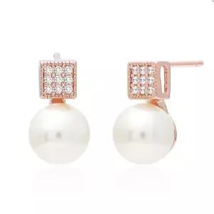 귀걸이 플라워 일자침 진주 심플 14K 큐빅 (WFJ5A4N)