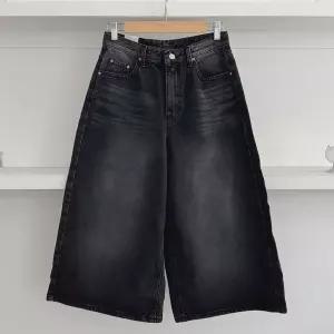 여자 9부 버뮤다 맥시 와이드 캣브러쉬 가을 청바지