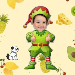 맞춤형 녹색 크리스마스 엘프 초상화 쿠션, 가정 장식용 양면 인쇄 선물로 생일 축제 또는 이상적