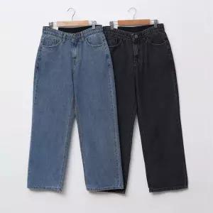 여자 빅사이즈 히든밴딩 통 일자핏 가을 코튼 청바지
