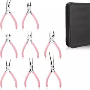 8개의 PCS 주얼리 플라이어 세트 전문 제작 도구 키트에는 니들 노즈 원형 와이어 커터 크림핑 비딩 공예용