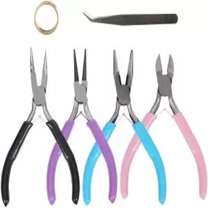 주얼리 플라이어 툴 세트 4개입 비딩 수리 제작 용품을 위한 라운드 체인 니들 와이어 커터 및 벤드 노즈