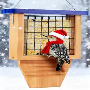 외부 걸이용 그베커리 나무 수트 새 모이통 꼬리 지지대가 있는 딱따구리 야생 조류용 걸이 1팩 파란색