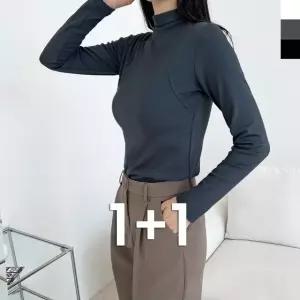 반목 패션 목티 티 여자 신상 티셔츠 반폴라 골지 면 (WFJ4YEE)