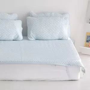 토리 선염 냉감 3중직 밴딩 카페트 패드 퀸 Q 세트 블루 여름 침구 (WFJ5QC2)