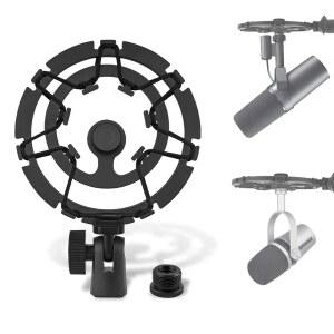 [미국배송] 크리에이터용 지크리아 마이크 쇼크 마운트 슈어 MV7 MV7+ SM7B MV7X 진동 방지 서스펜션 어댑터 클램프 홀더 클립(블랙)과 호환됩니다